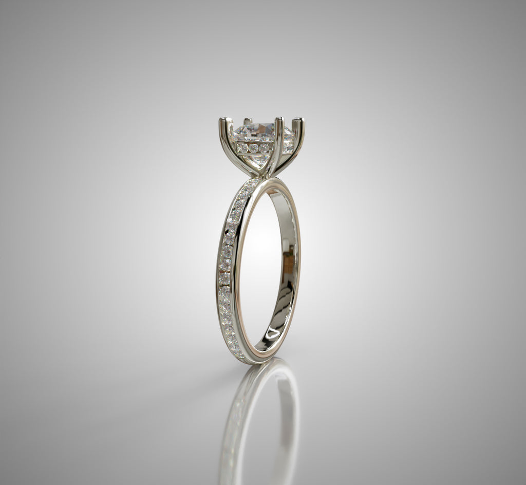 2ct Hidden Halo Cushion Center Channel Engagement Ring image 3