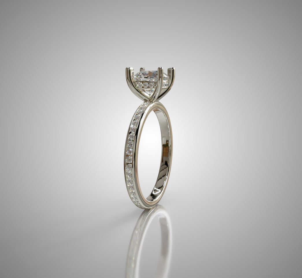 2ct Hidden Halo Cushion Center Channel Engagement Ring image 3