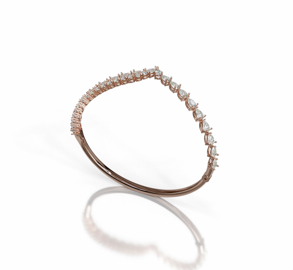V Shape Pear Shapes and Round Diamond Bangle image 2
