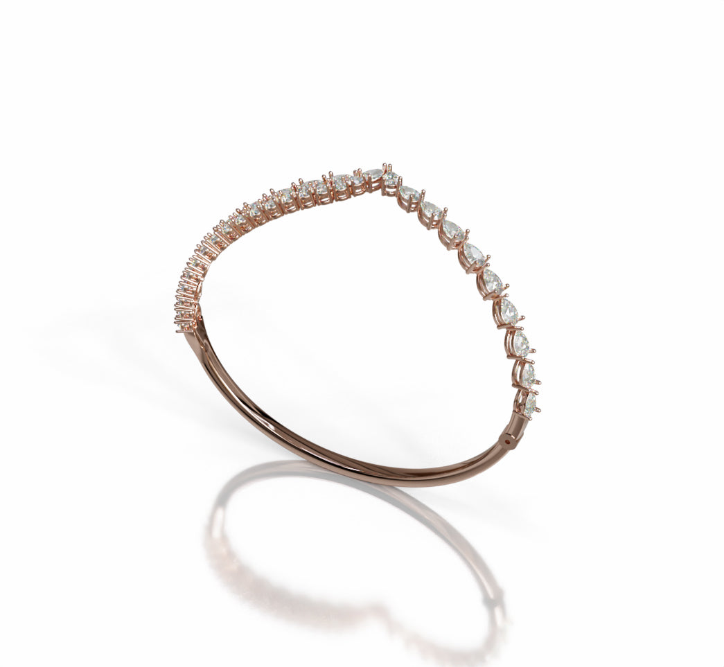V Shape Pear Shapes and Round Diamond Bangle image 2