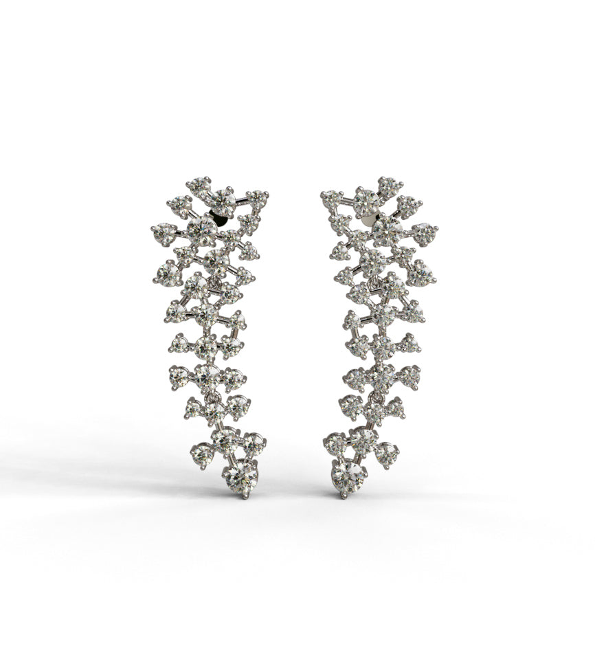 Scattered Diamond  Dangle Cluster Earring image 2