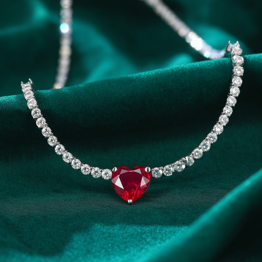 Crimson Heart Radiance Diamond Necklace image 3