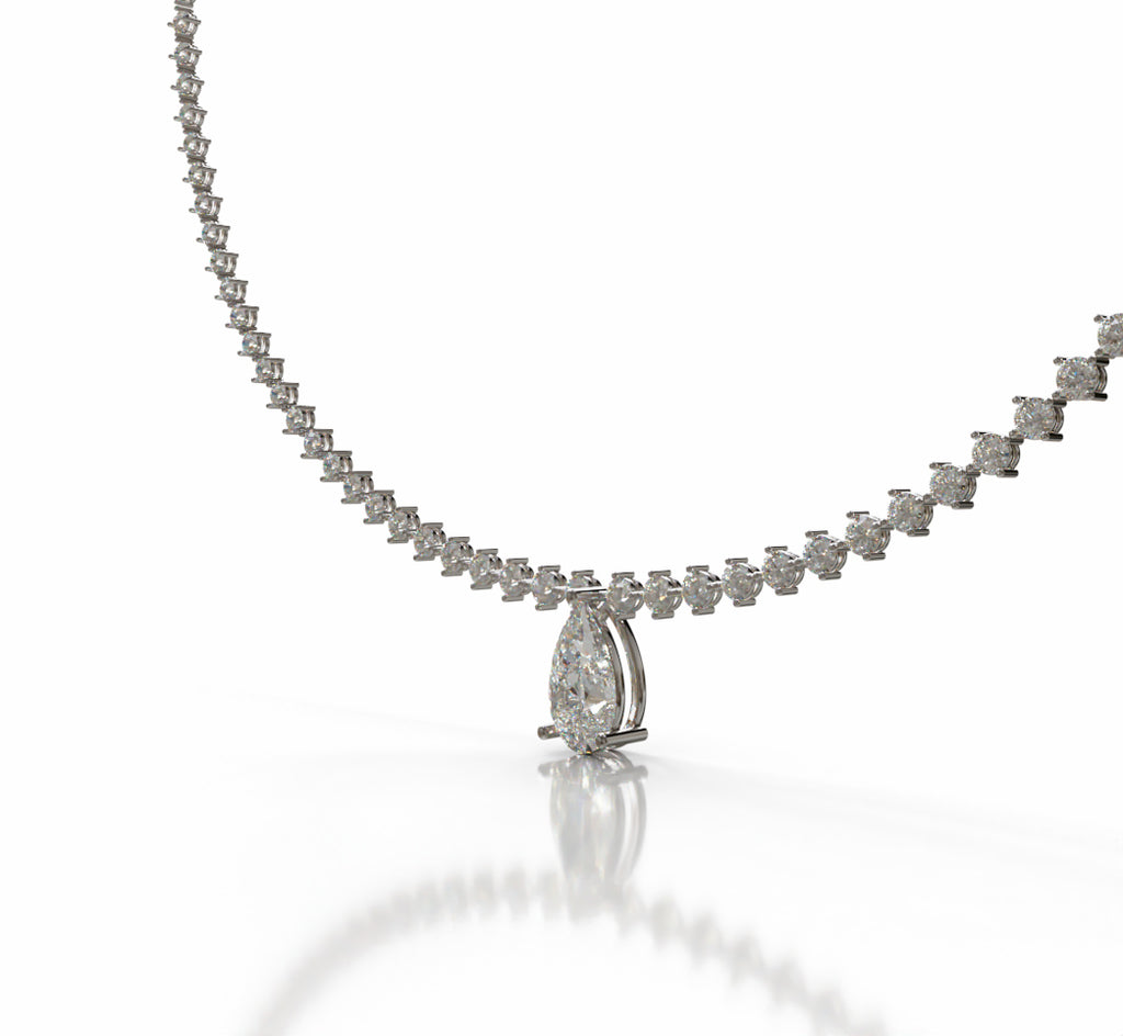 Tapered Link Pear Diamond  Necklace image 2