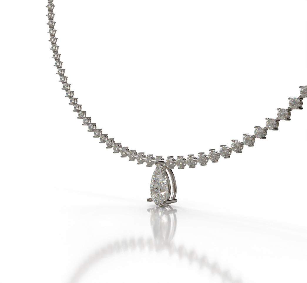 Tapered Link Pear Diamond  Necklace image 2