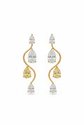 Golden Wave Pear Drop Earrings � White & Yellow Diamond Elegance image 0