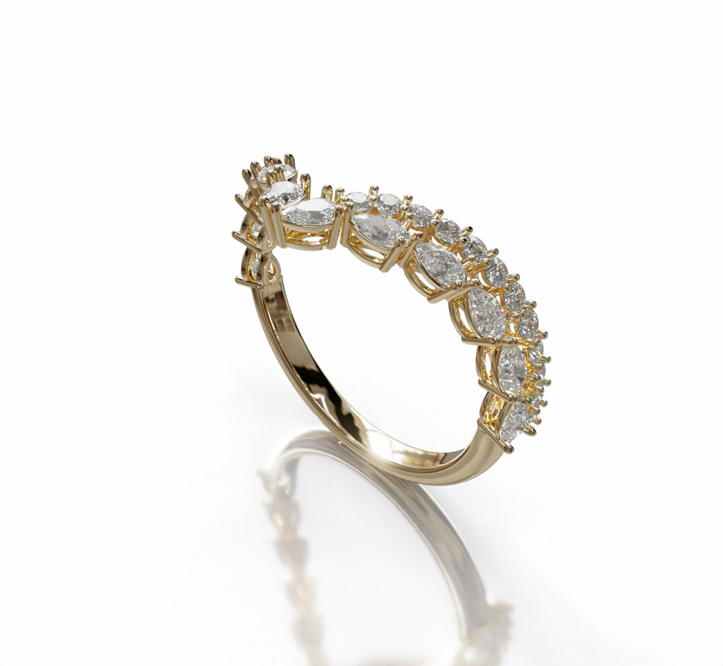 V Shape Pear Shapes and Round Diamond Ring image 3
