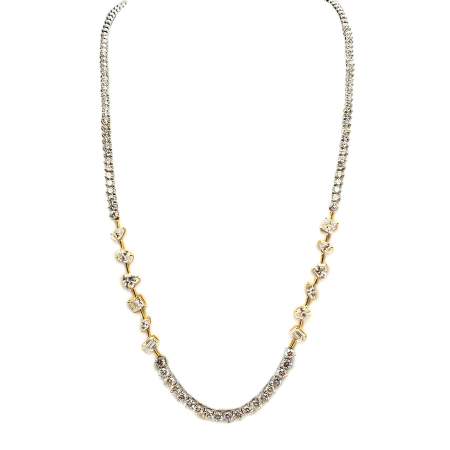 Two Tone Fancy Diamonds Tennis Necklace
