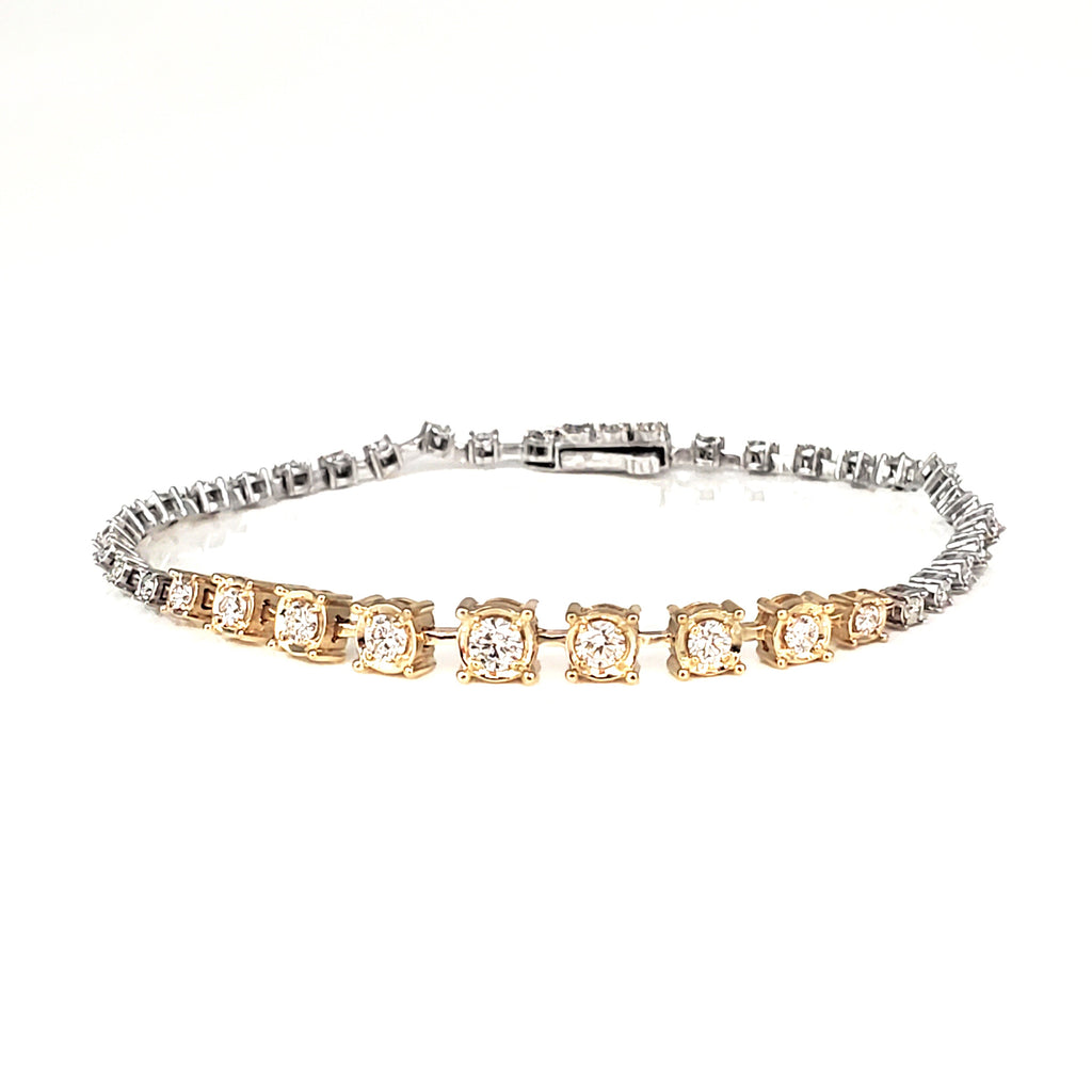 Two Tone Tapered Tennis Bracelet image 0