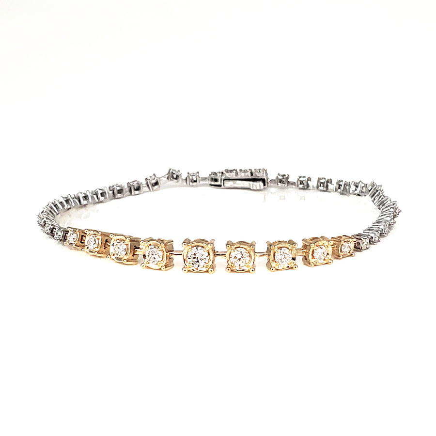 Two Tone Tapered Tennis Bracelet