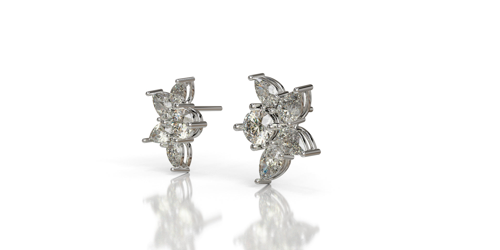 Pear Shape Butterfly Stud Earring image 2