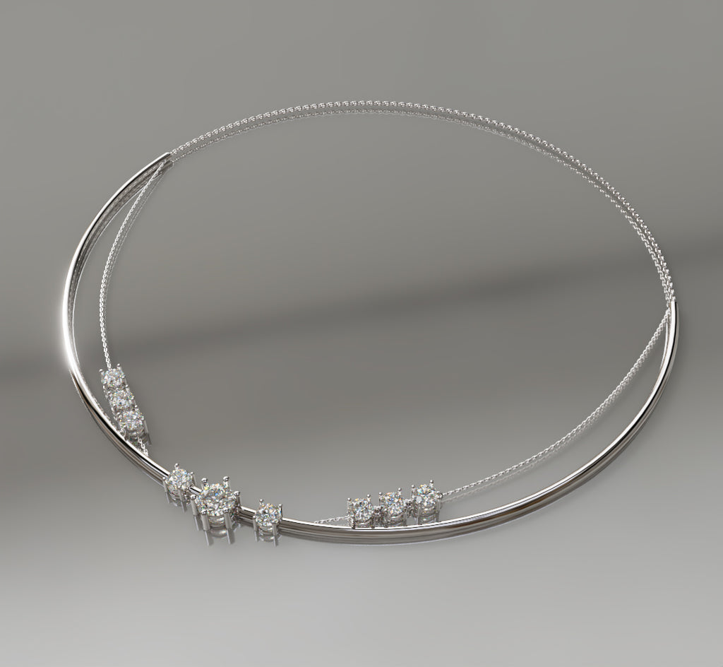 Double Row Chain Diamond  Necklace image 6
