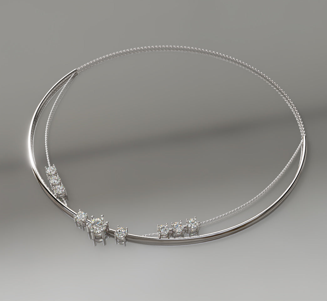 Double Row Chain Diamond  Necklace image 6