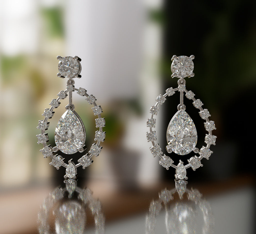 2.5ct Pear Shape and Diamond Dangle Earring image 4