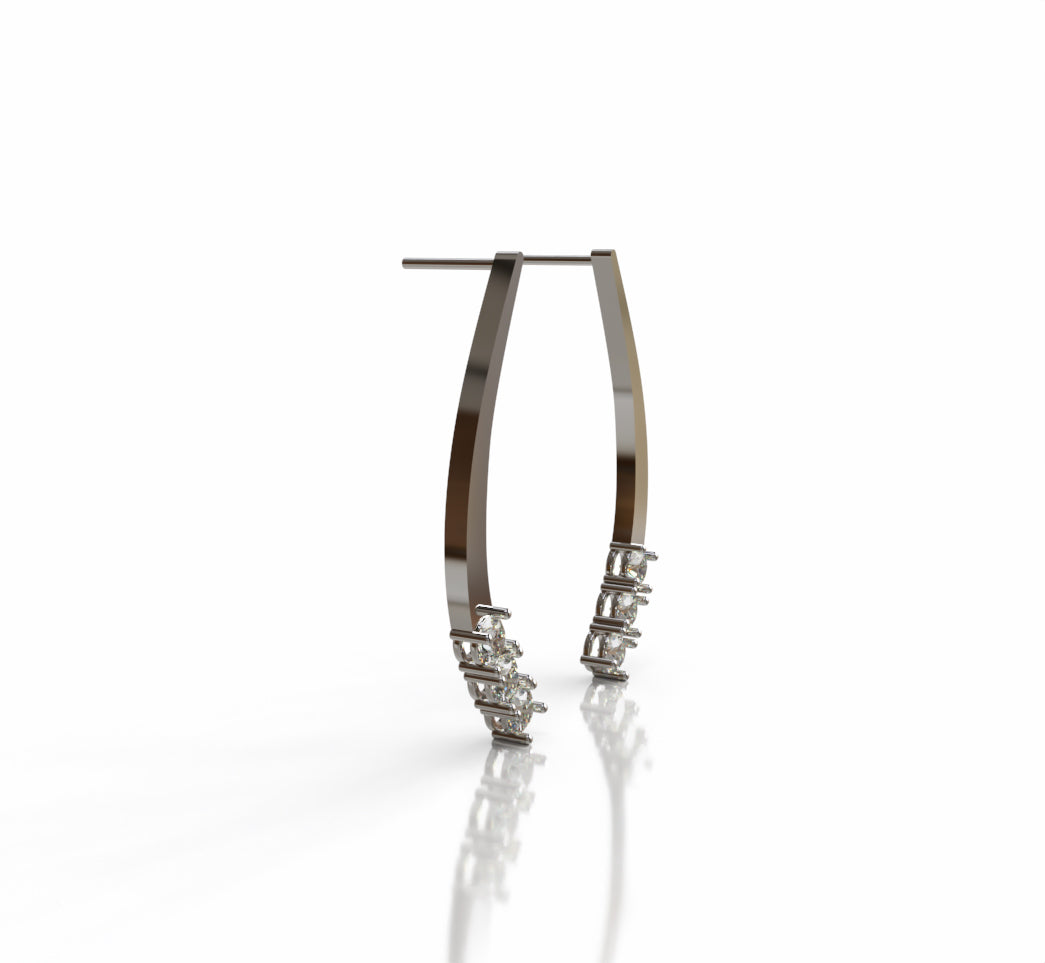 Solid Curved Diamond Dangle Earring image 4