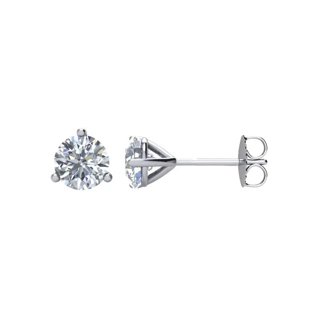 3 Prongs Martini Round Diamond Stud Earring image 2