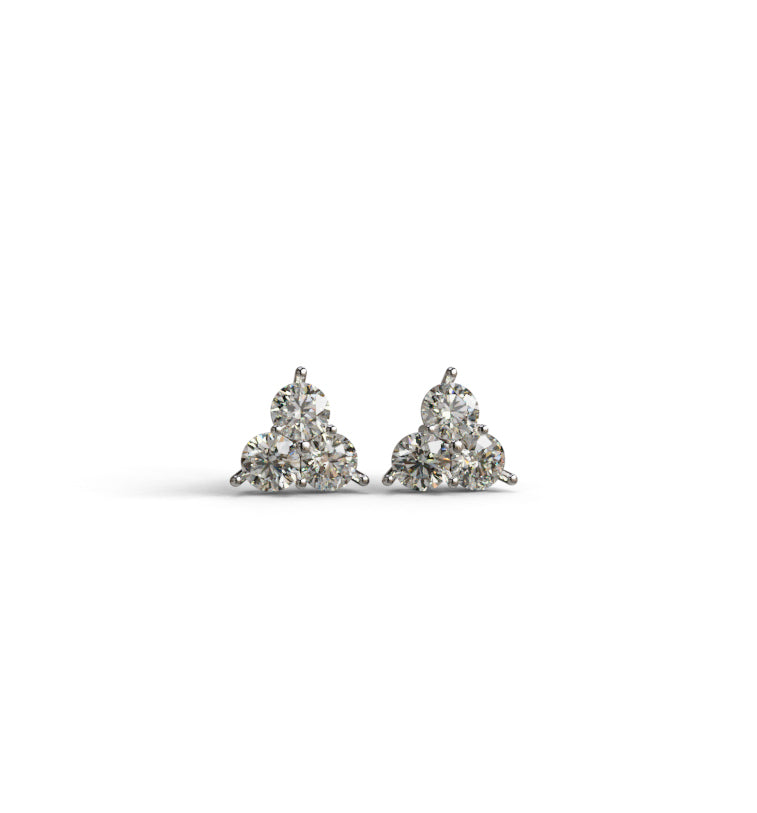 Three 1ct Round Diamond Stud Earring image 2