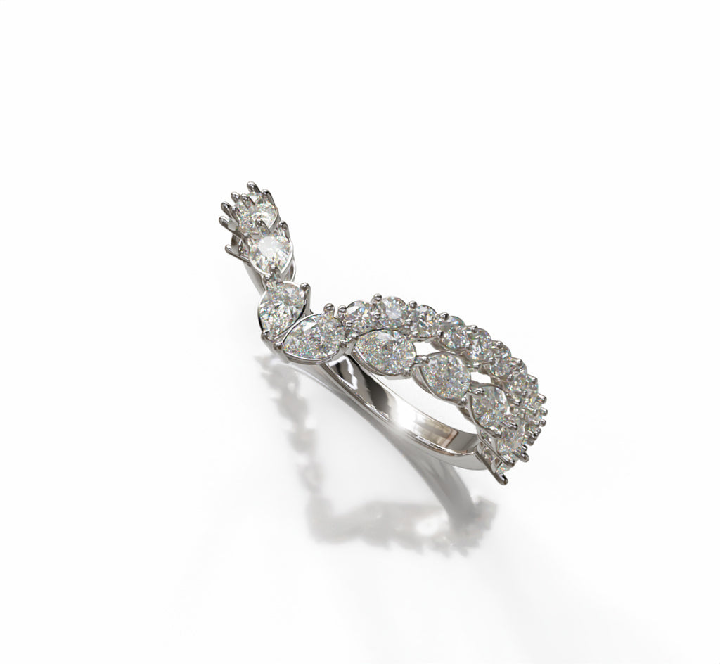 V Shape Pear Shapes and Round Diamond Ring image 6