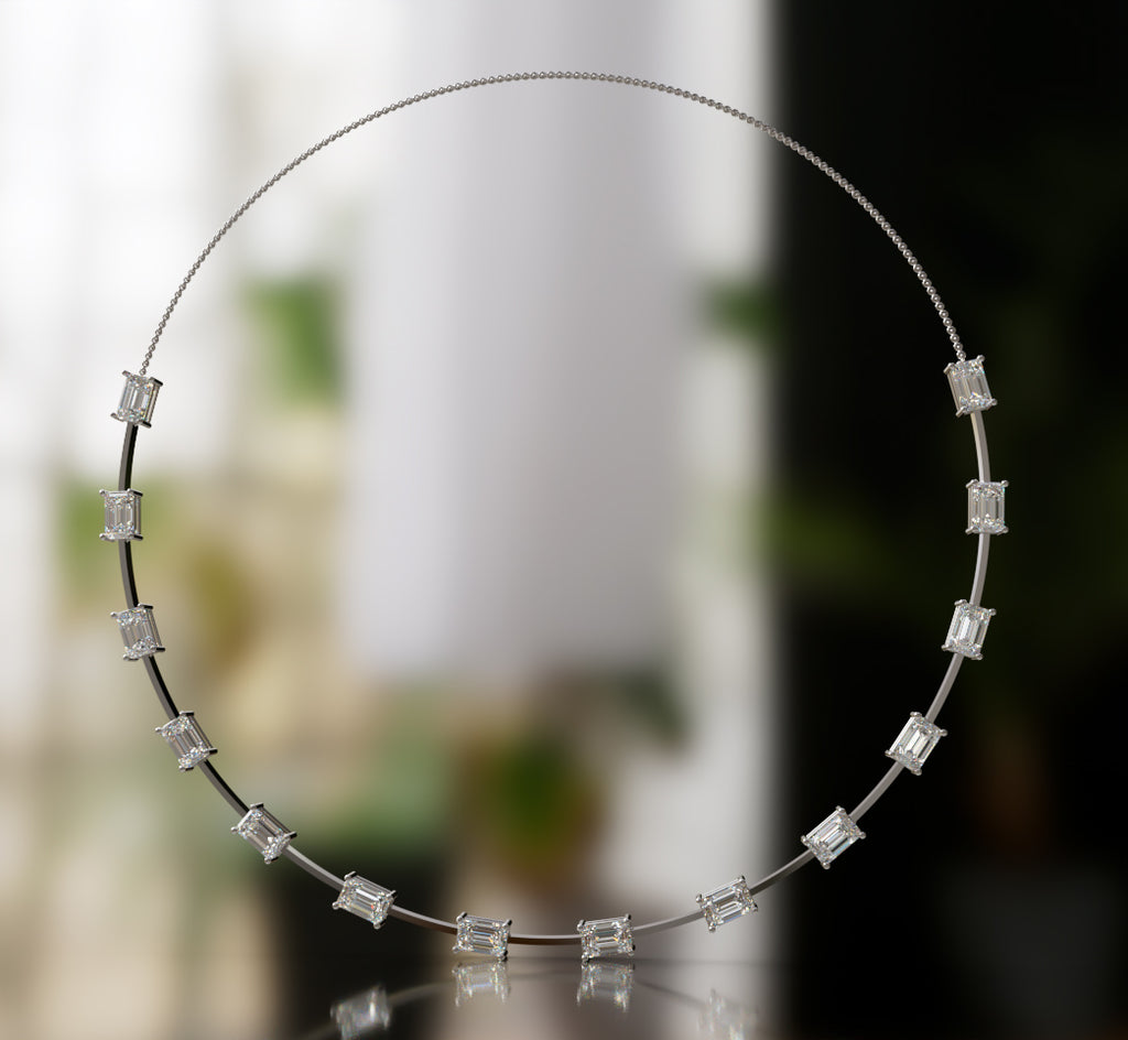 Emerald Wire Diamond Necklace image 10