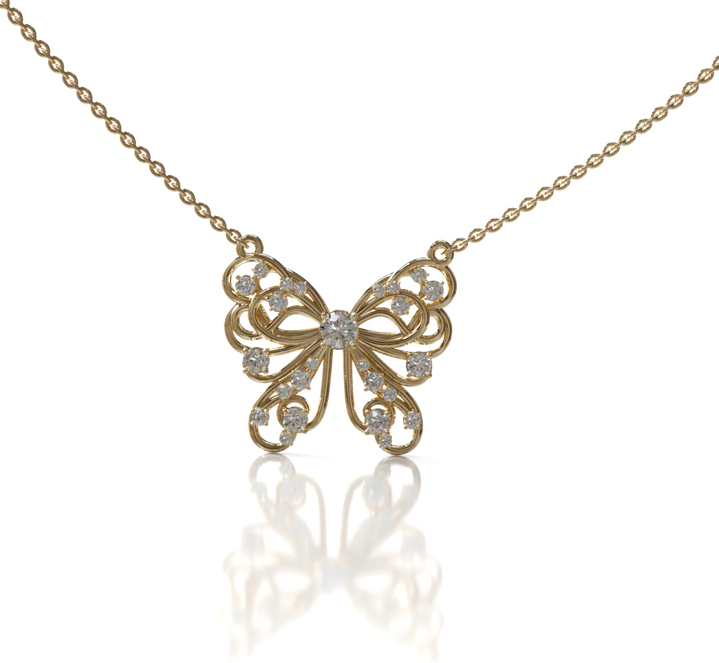 Butterfly Flower Fancy Diamond Pendant image 0