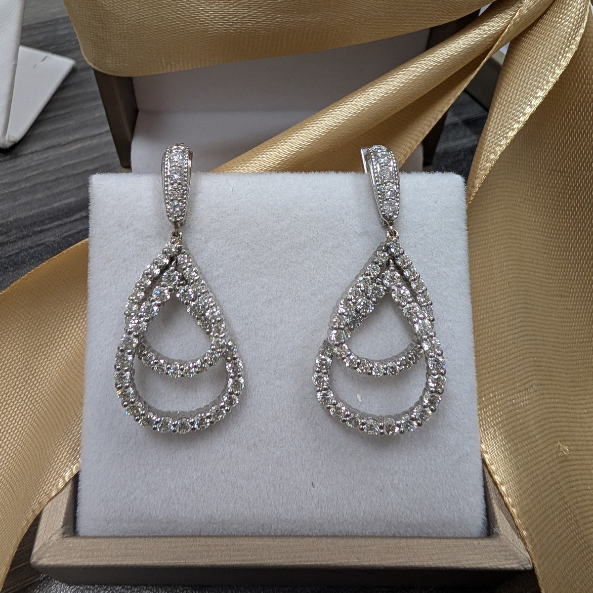Double Teardrop Diamond Drop Earring