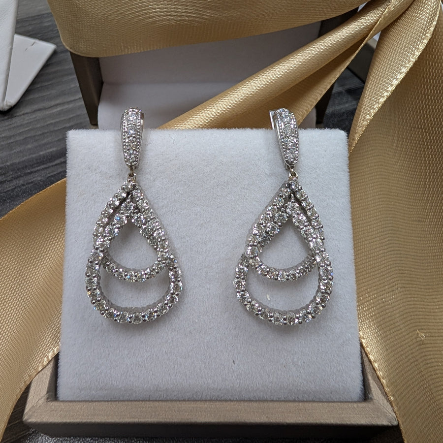 Double Teardrop Diamond Drop Earring