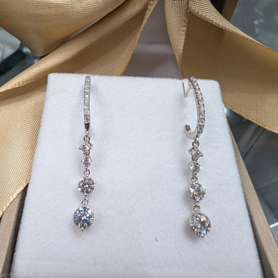Graduated Diamond Drop Huggie Earrings