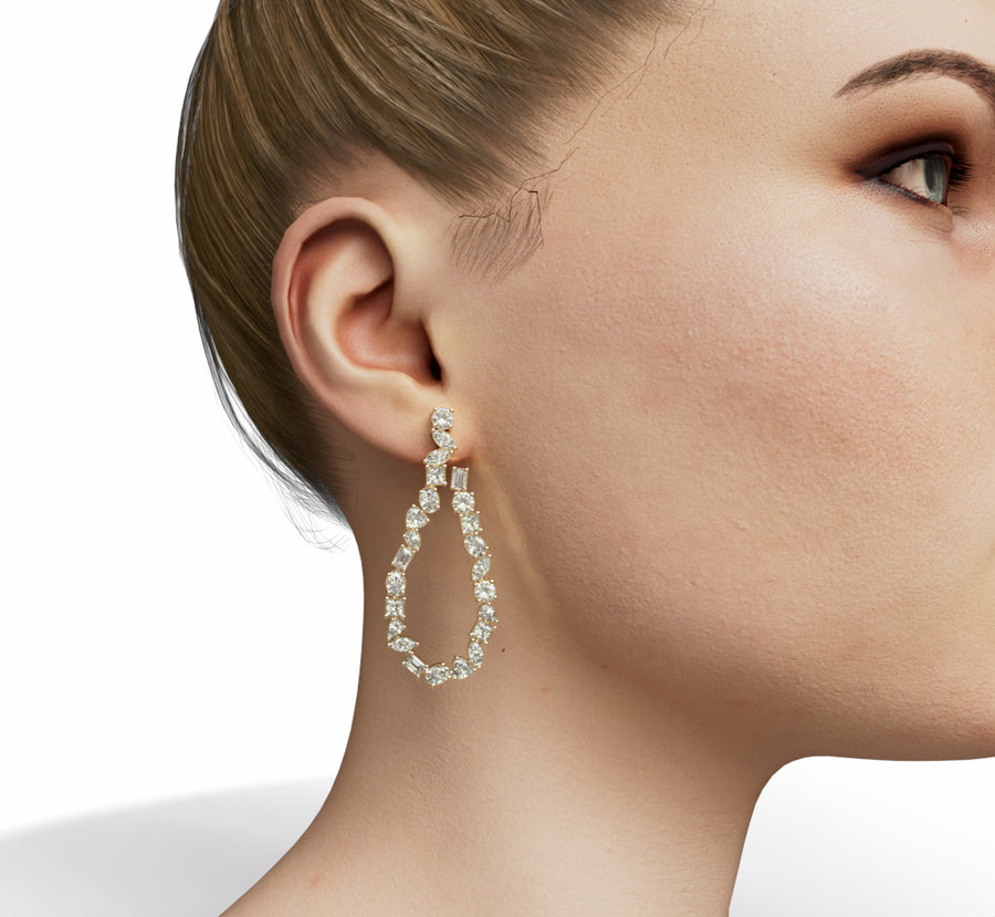 Ethereal Loop Diamond Dangle Earrings