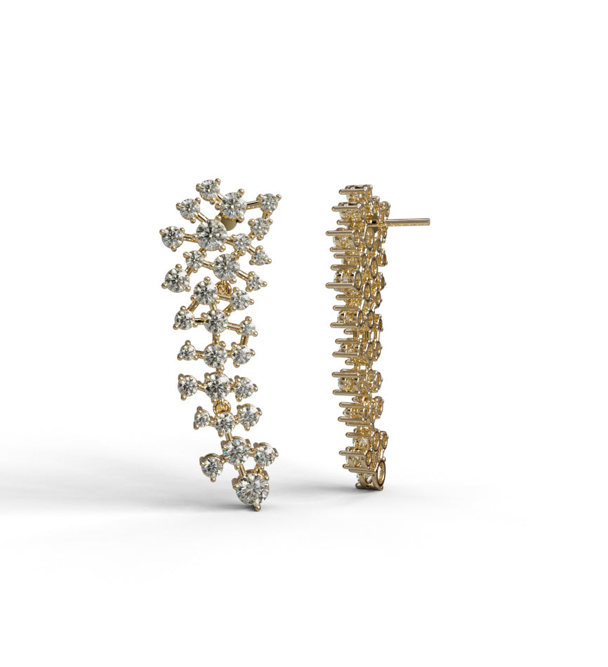 Scattered Diamond  Dangle Cluster Earring image 4