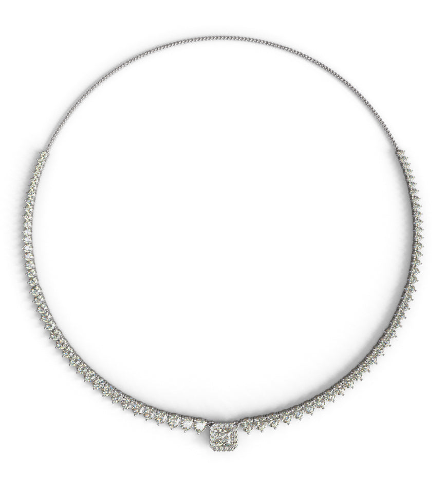 1.5ct Princess Center 3 Prongs Tapered Diamond Tennis Necklace image 4
