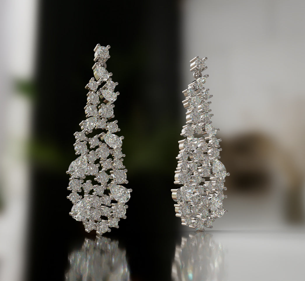 Pear Shapes Touch Diamond Dangle Earring image 11