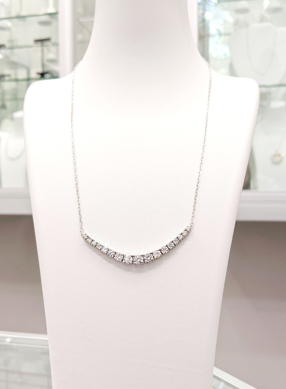 Curved Diamond Bar Necklace image 1