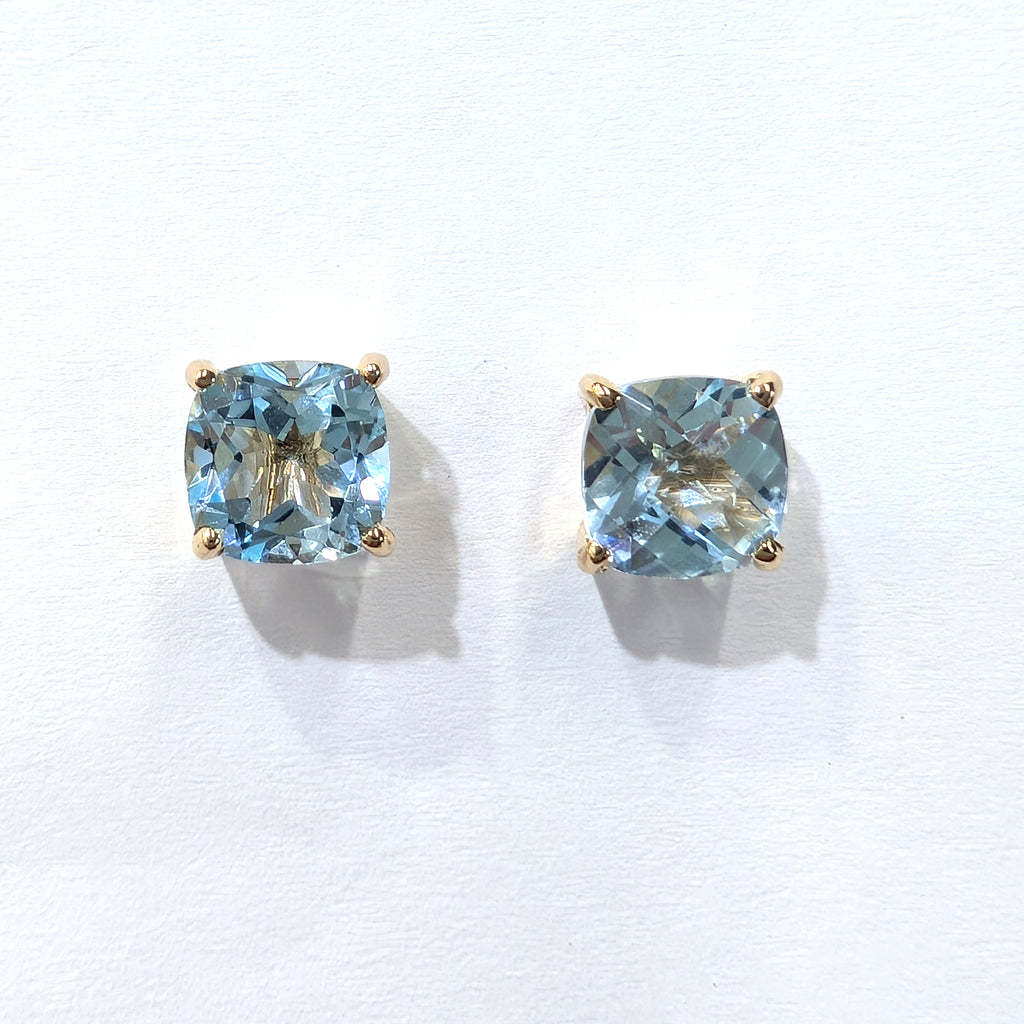 Cushion Cut Sky Blue Topaz Stud Earring image 1