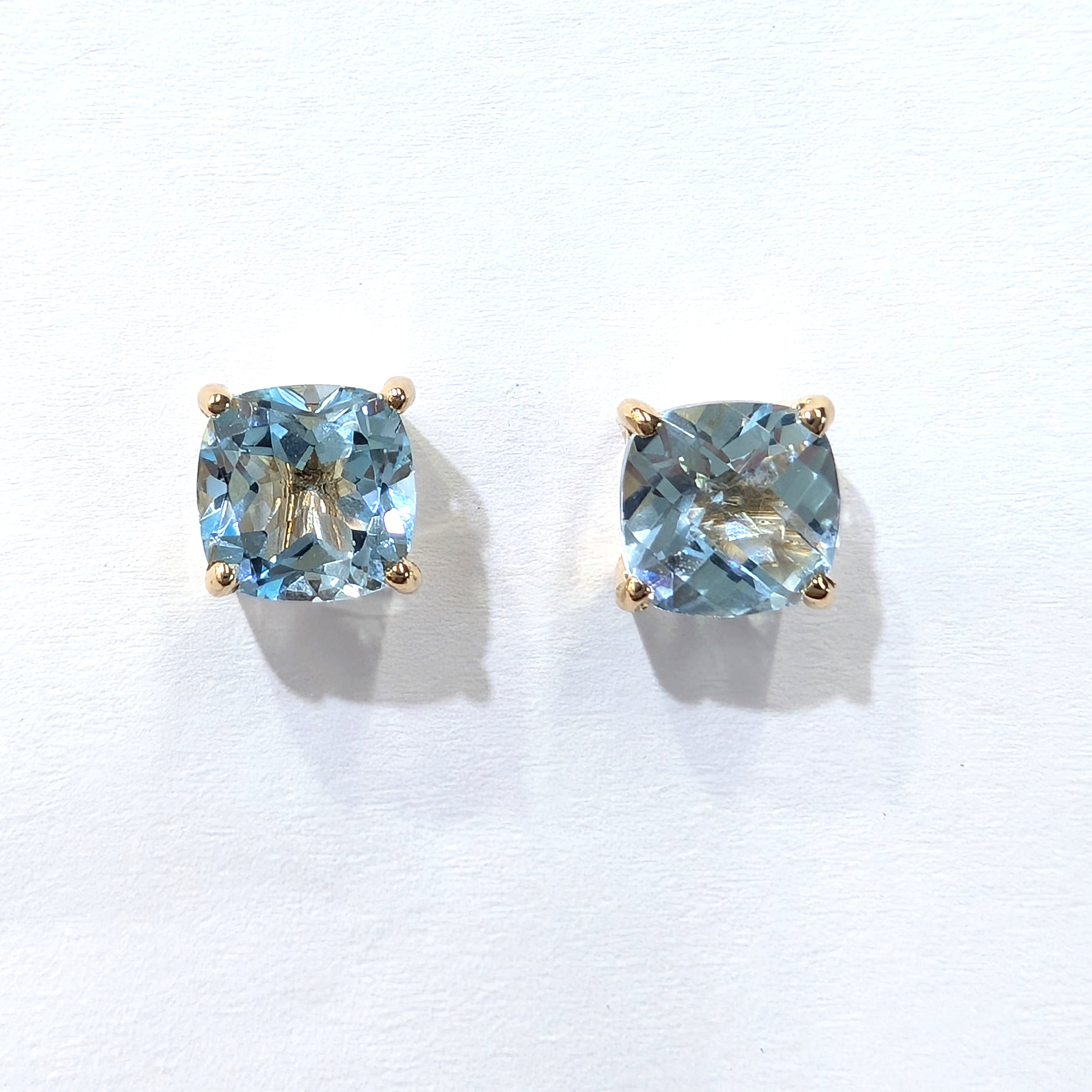 Cushion Cut Sky Blue Topaz Stud Earring image 1