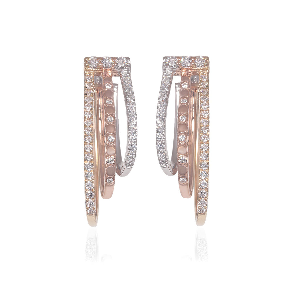 Triple-Color Gold Diamond Hoop Earring image 2