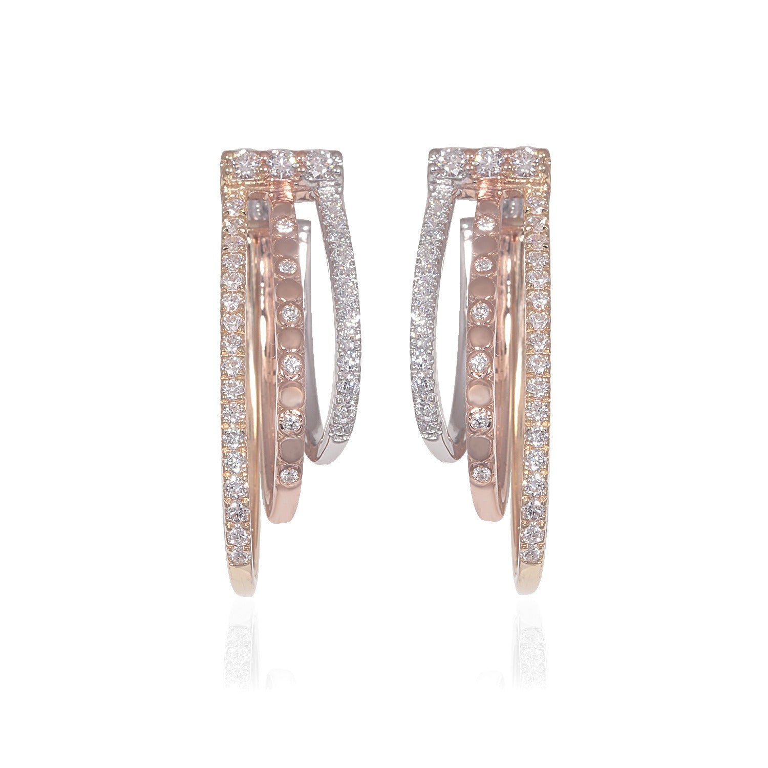 Triple-Color Gold Diamond Hoop Earring image 2