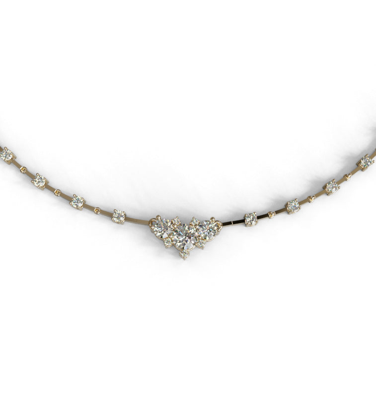 Three Stone Center Diamond Link Necklace image 9