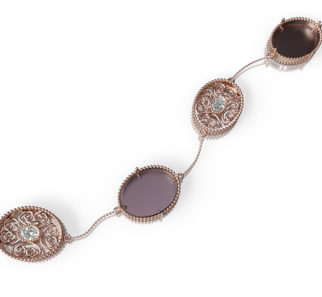 Mother of Pearl and Oval Diamond Chain Bracelet image 0