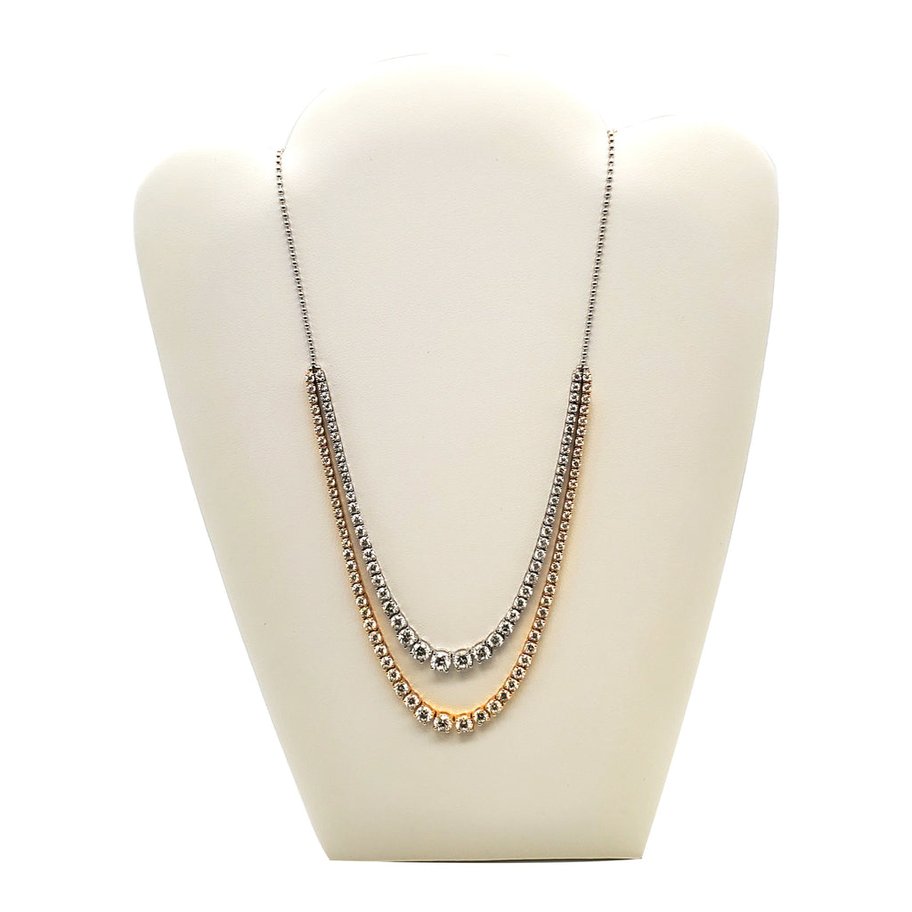 Double Row Tennis Necklace with Pendant image 4