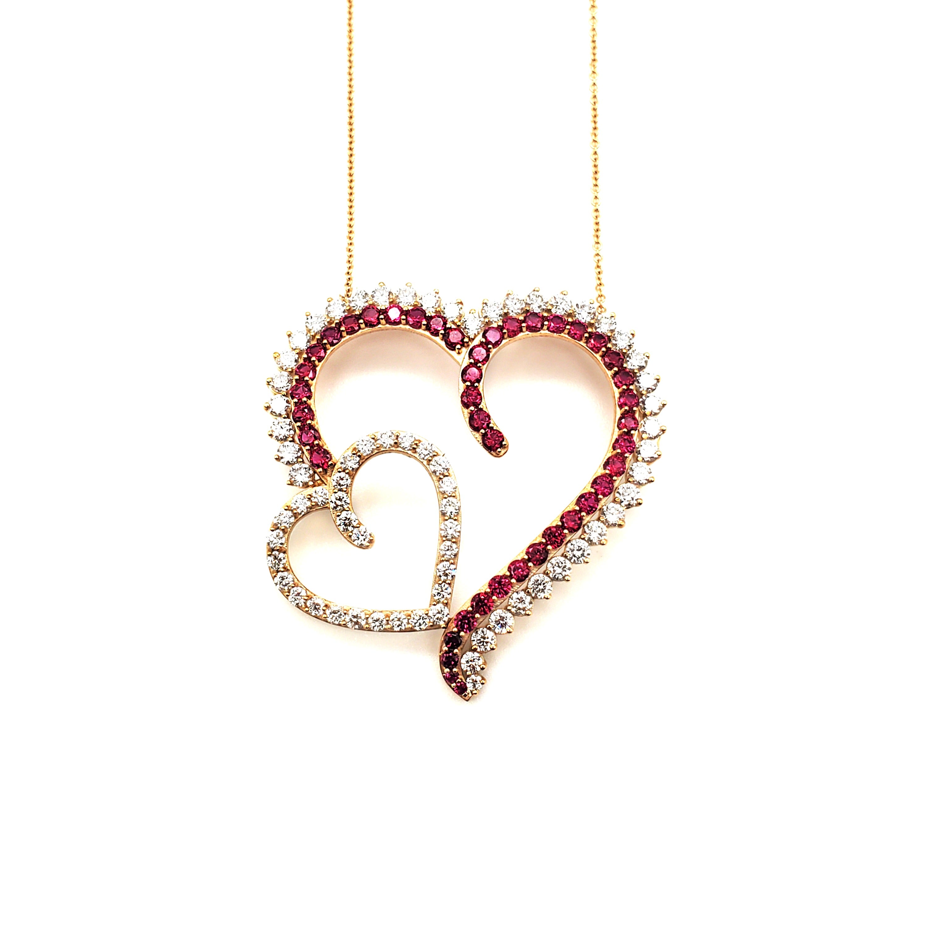 Heart Pendant with Created Ruby Stone image 0