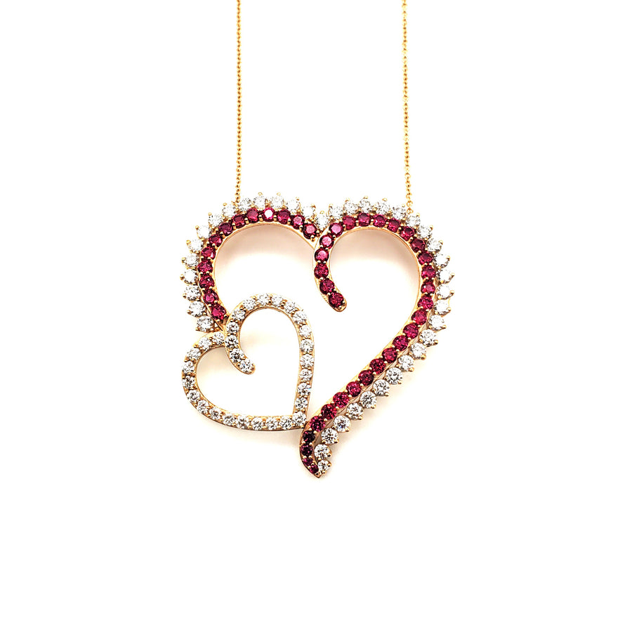 Heart Pendant with Created Ruby Stone