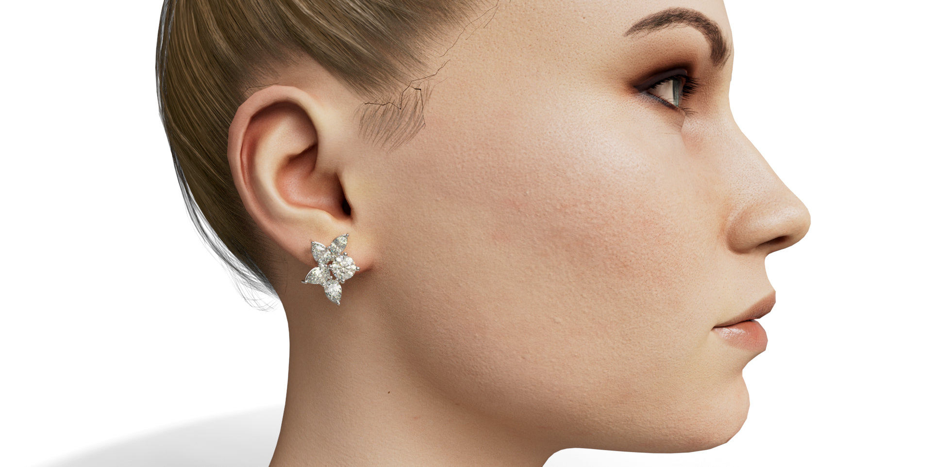 Pear Shape Butterfly Stud Earring image 4