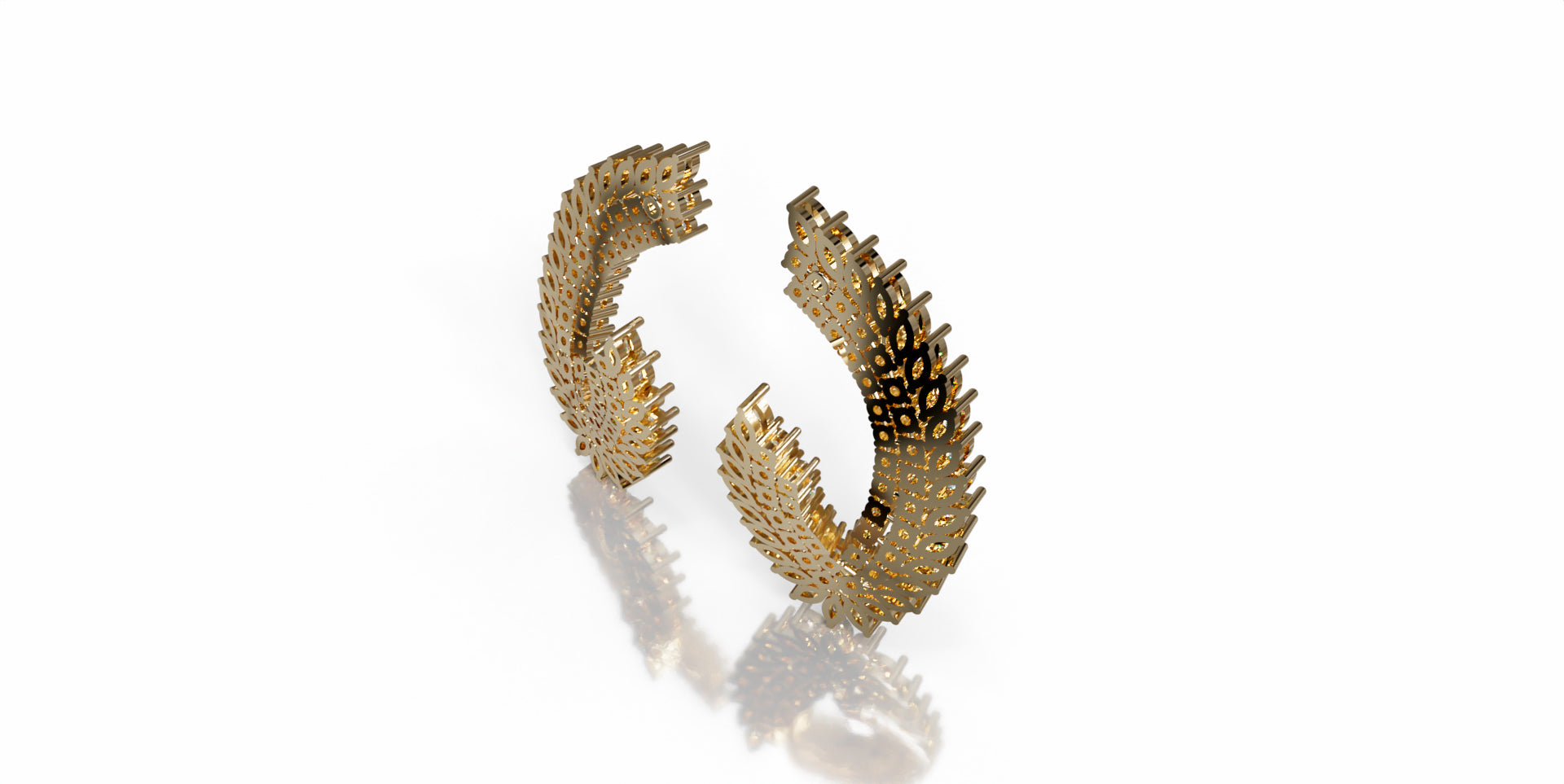 Peacock Tail Curved Diamond  Earring image 4