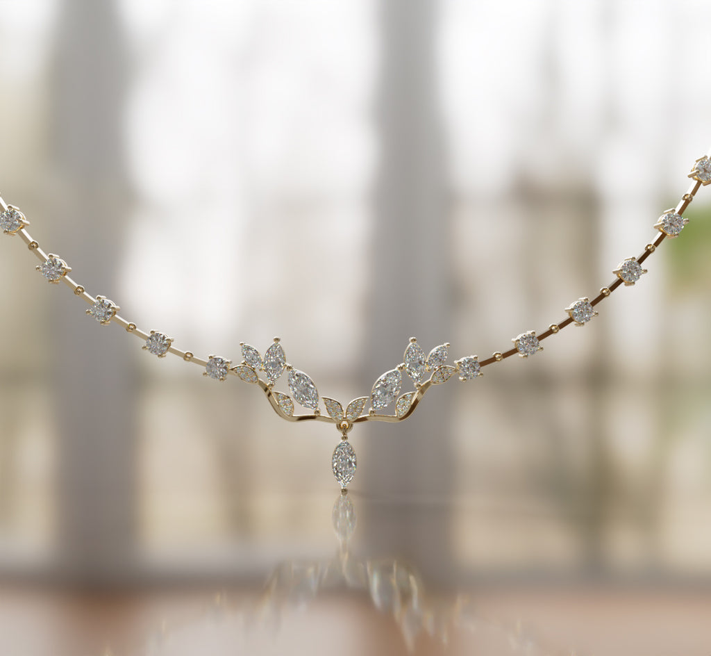 Fancy Cathedral Marquise Diamond  Necklace image 6