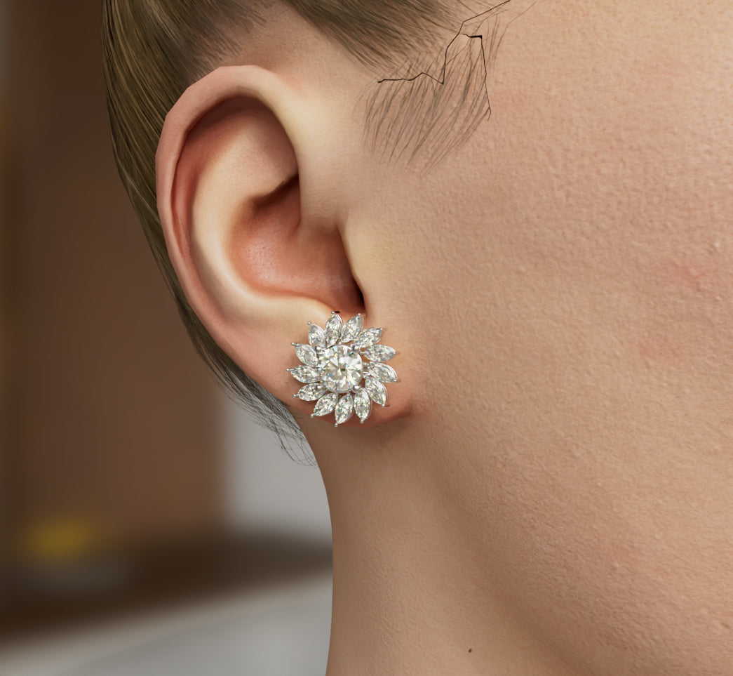 Sunflower Diamond Earring image 3
