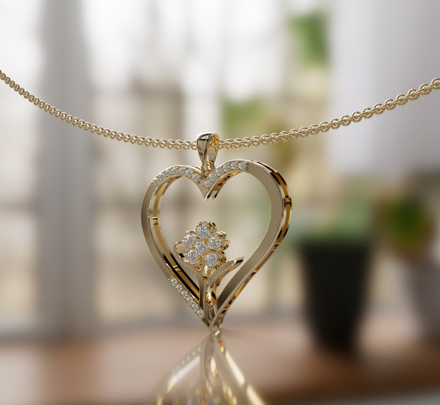 Heart Flower Pendant