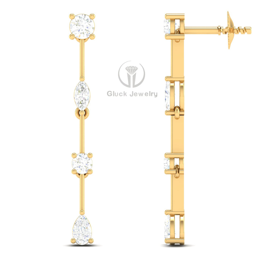 Drop Earring with Fancy & Round Diamonds image 4