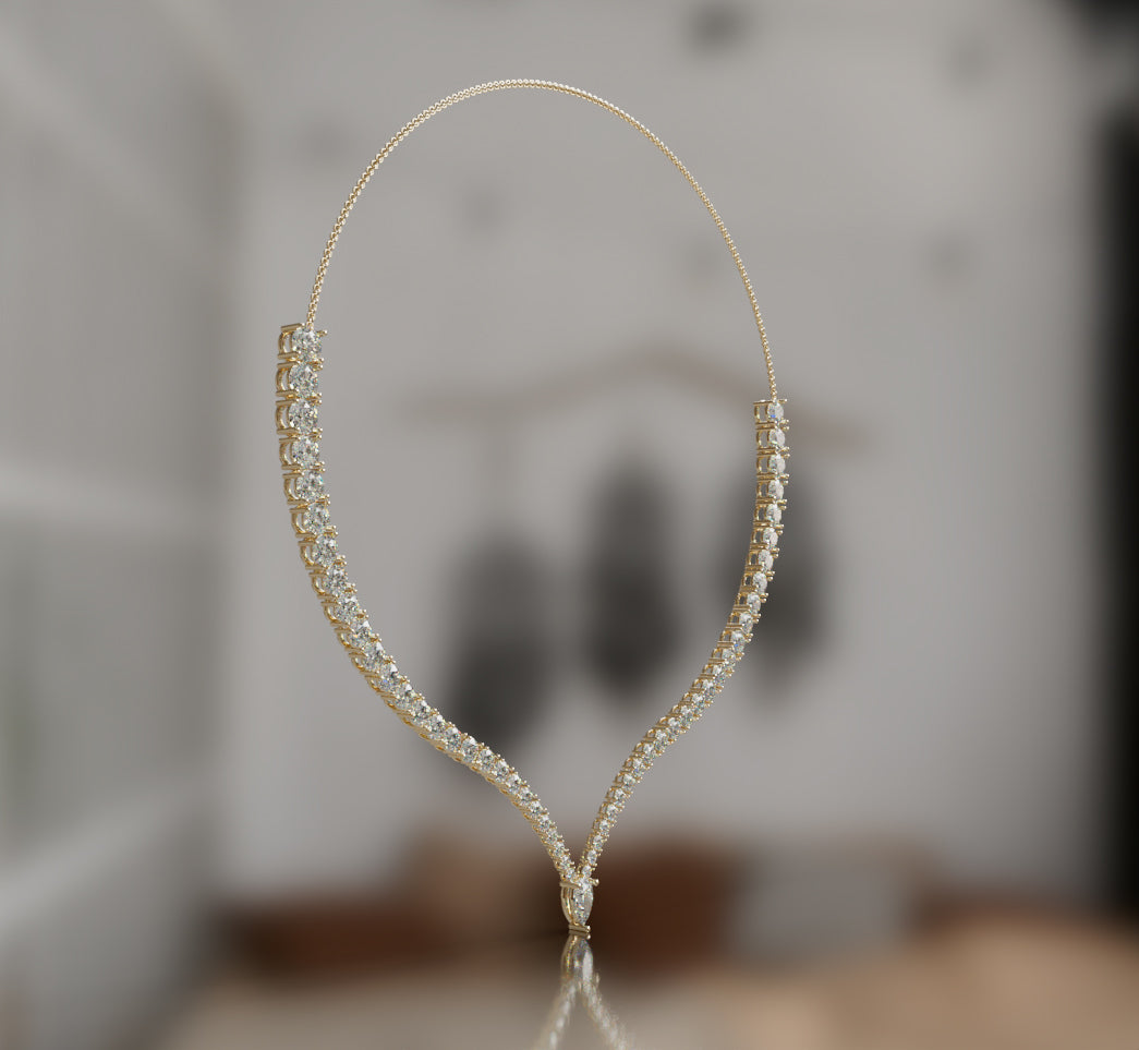 V Shape with Pear Diamond Necklace image 3