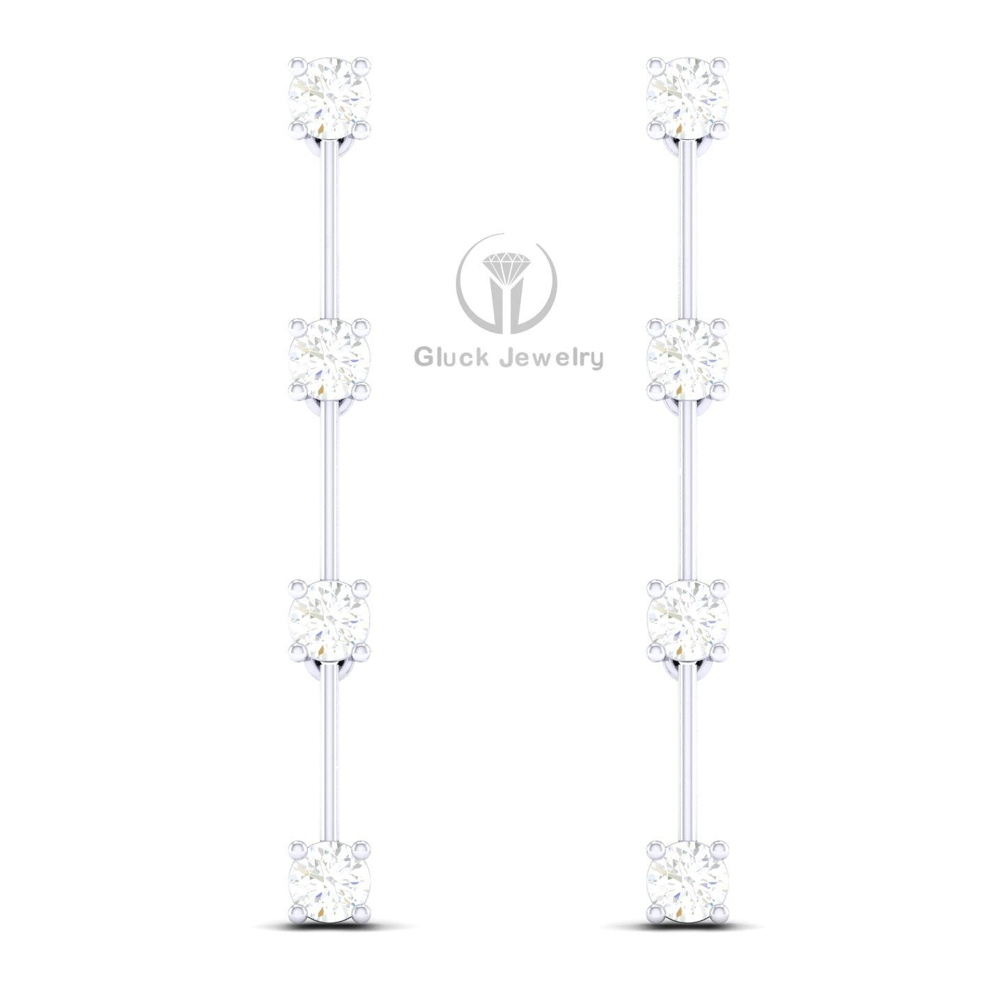 Drop Earring with Round Diamonds image 5