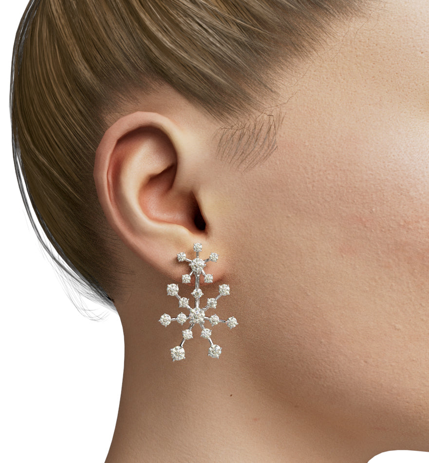 Snow Flake  Drop Diamond Earring image 0