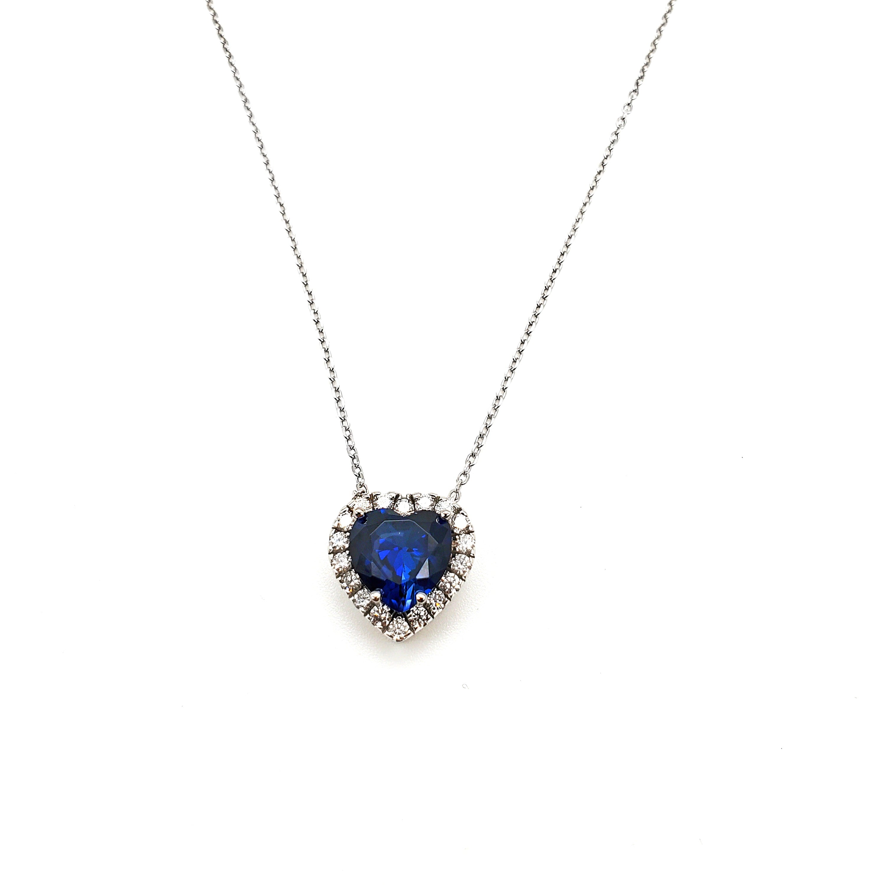 Blue Sapphire Heart Diamond Pendant image 0